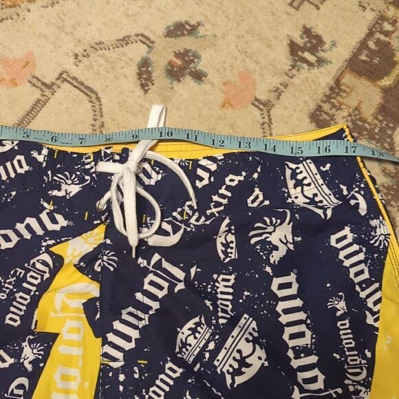 Corona Extra Cerveza Beer Licensed Blue Yellow Board Shorts Bathing Suit Size 34 - Picture 4 of 6